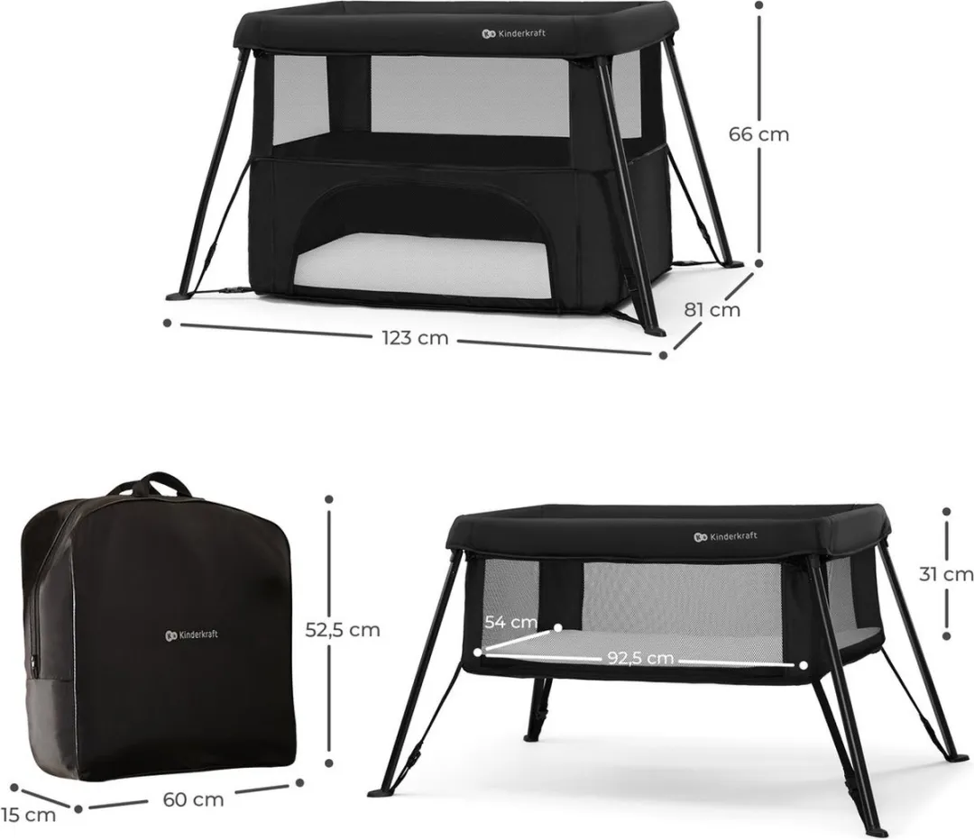 KinderKraft CAMI 3-in-1 Reisbedje Wieg - Grijs