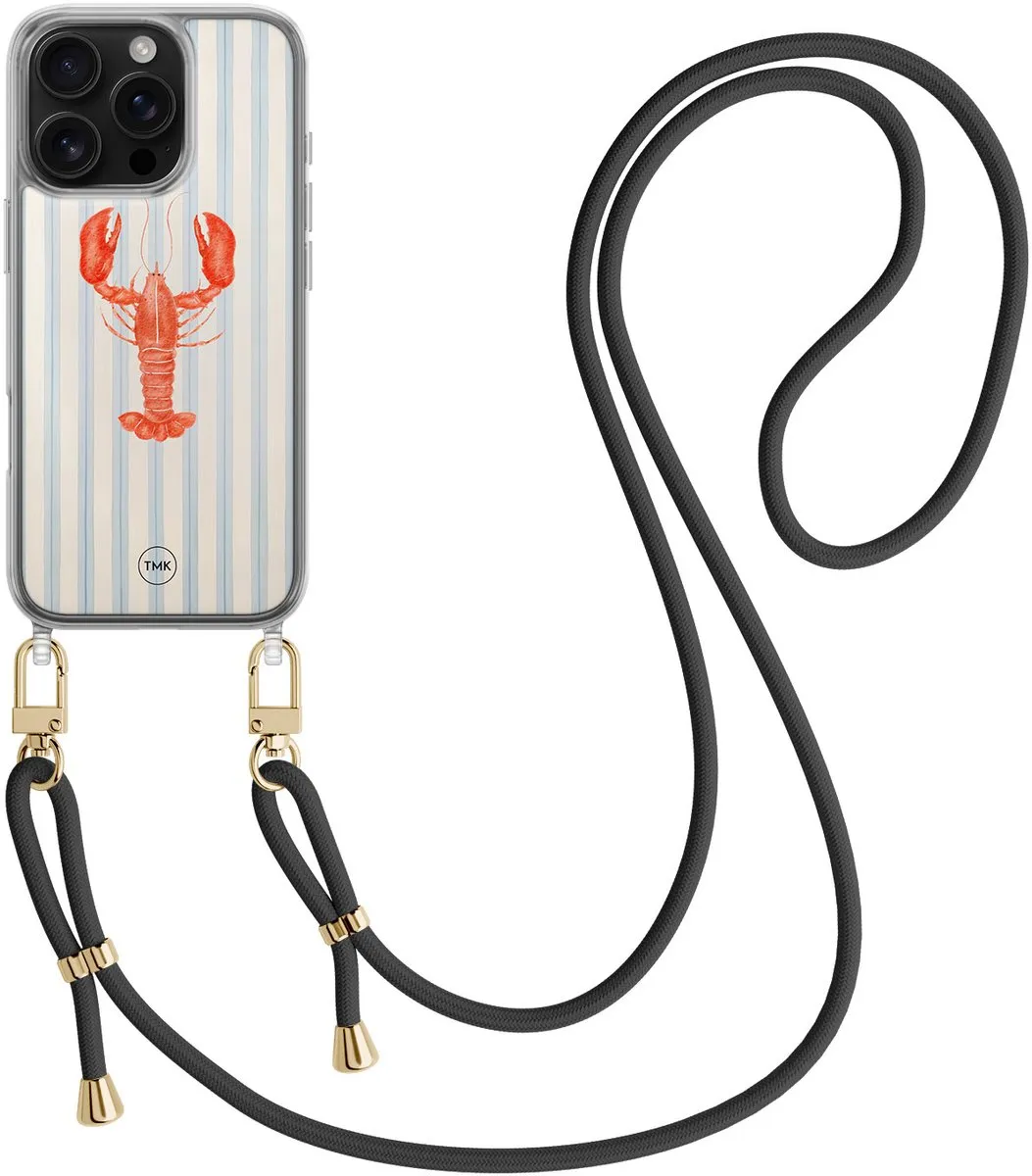 Casevibes Telefoonhoesje iPhone 16 Pro - Blauw Kreeft Gestreept