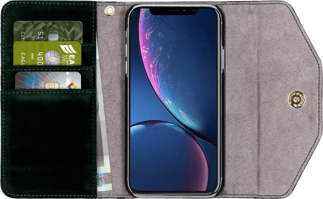 iDeal of Sweden Mayfair Clutch iPhone XR - 3 Pasjes - Groen - afbeelding 3 van 6