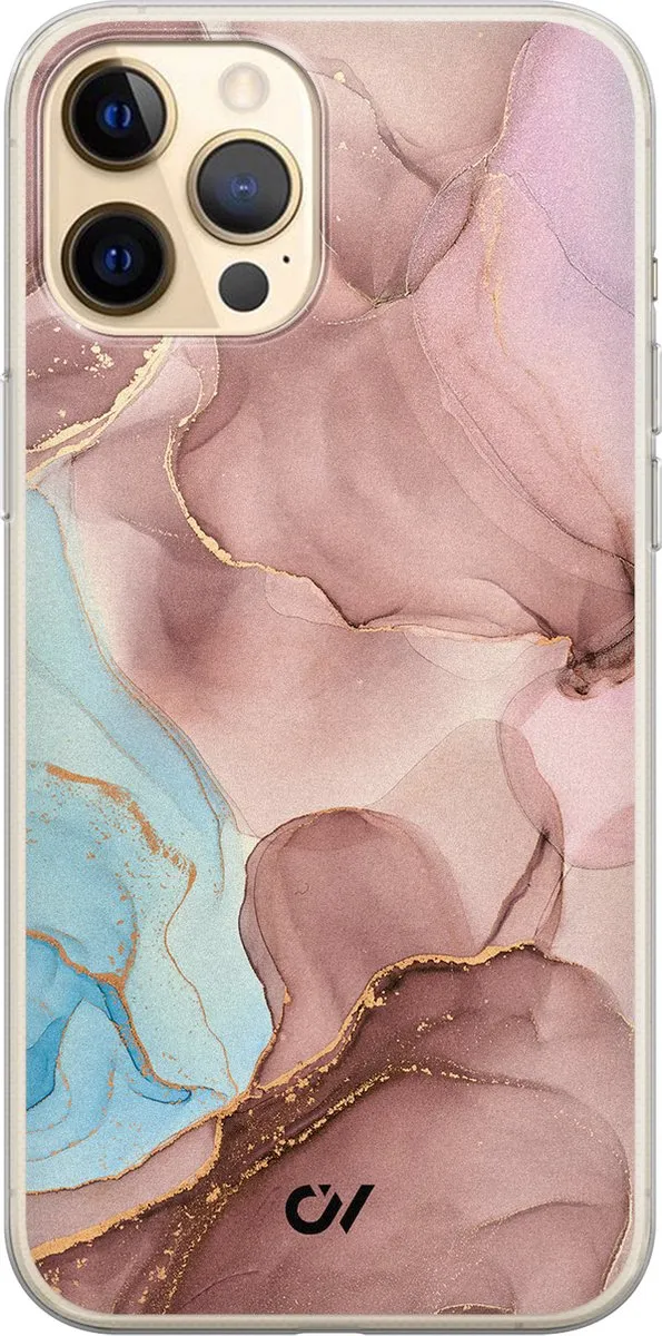 Casevibes iPhone 12 Hoesje Marble Clouds Roze