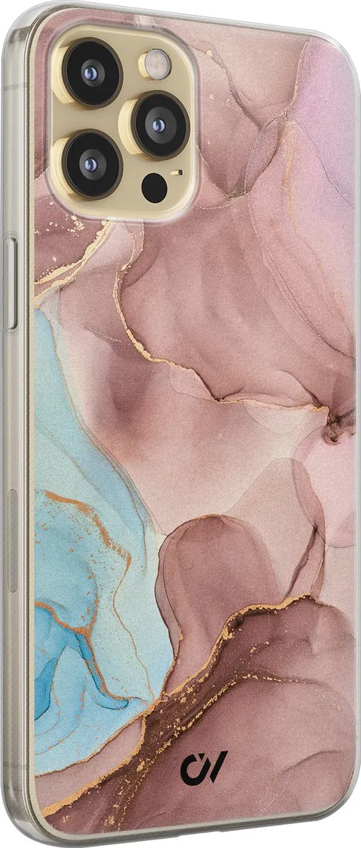 Casevibes iPhone 12 Hoesje Marble Clouds Roze - A/13/UV/055