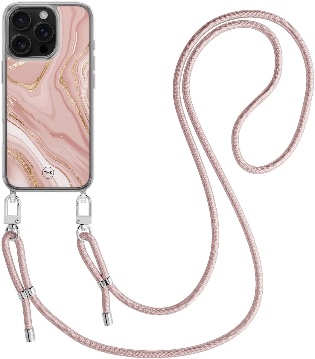 Casevibes iPhone 16 Pro Telefoonhoesje - Roze Marmer