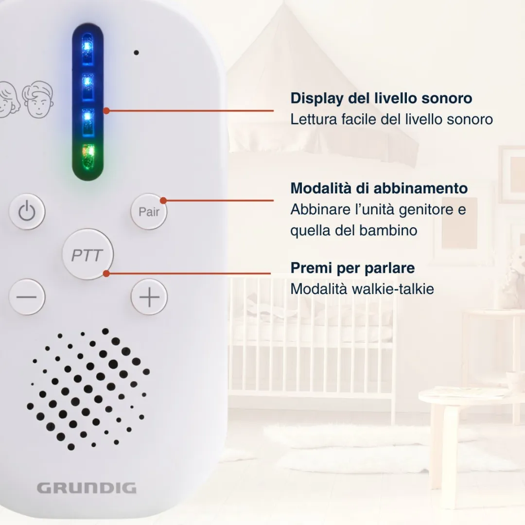 Grundig DECT Babyfoon - 150m Bereik - Ouder- en Babyunit - Wit - afbeelding 6 van 6