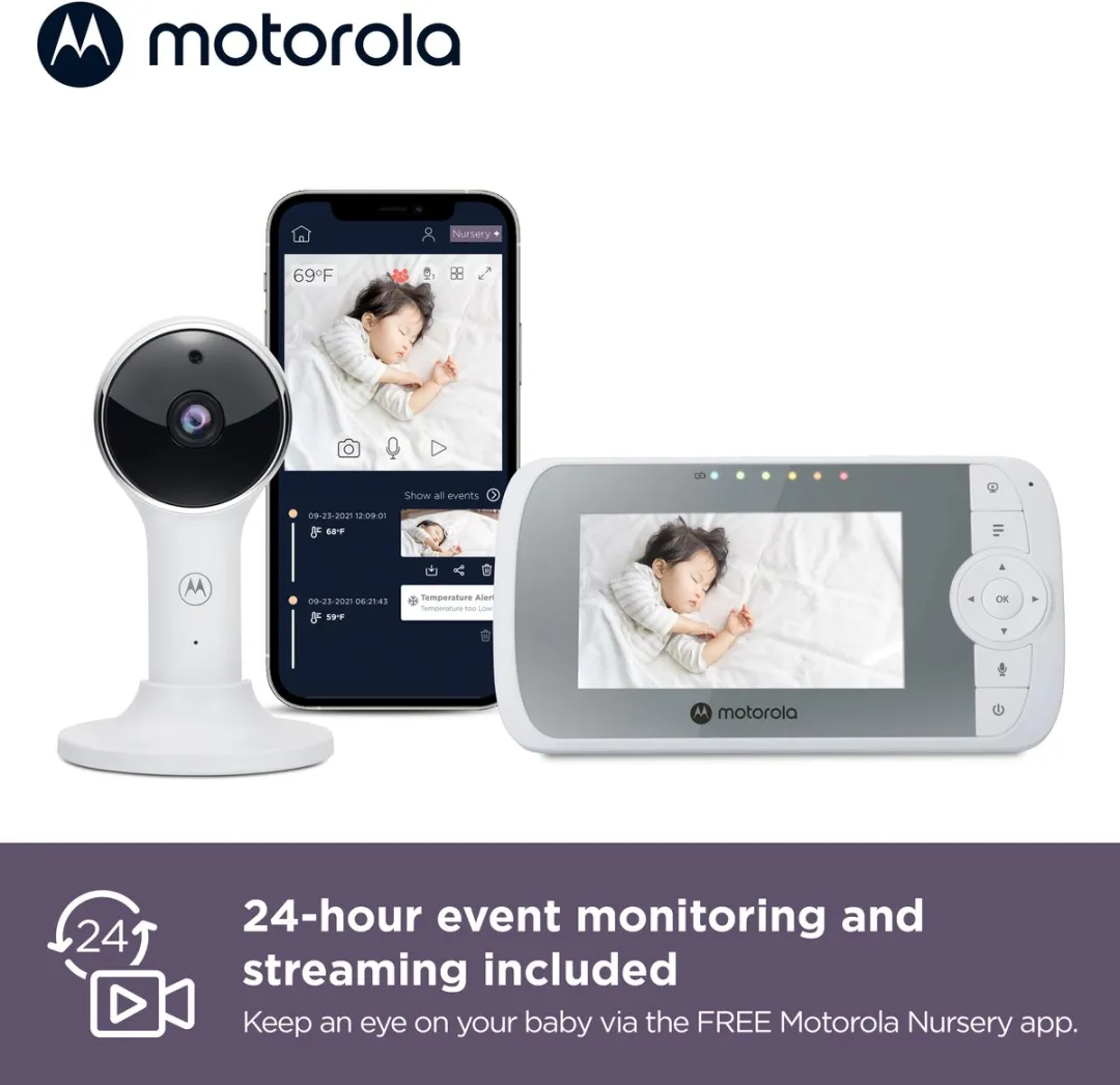 Motorola VM64 WiFi Babyfoon 4.3" - Nachtzicht & App - Wit - afbeelding 6 van 6