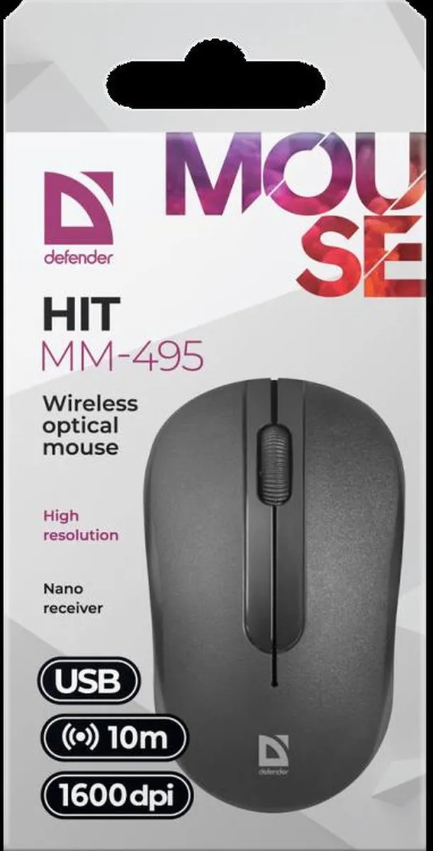 MOUSE DEFENDER HIT MM-495 RF OPTIC BLACK 1600dpi 3P