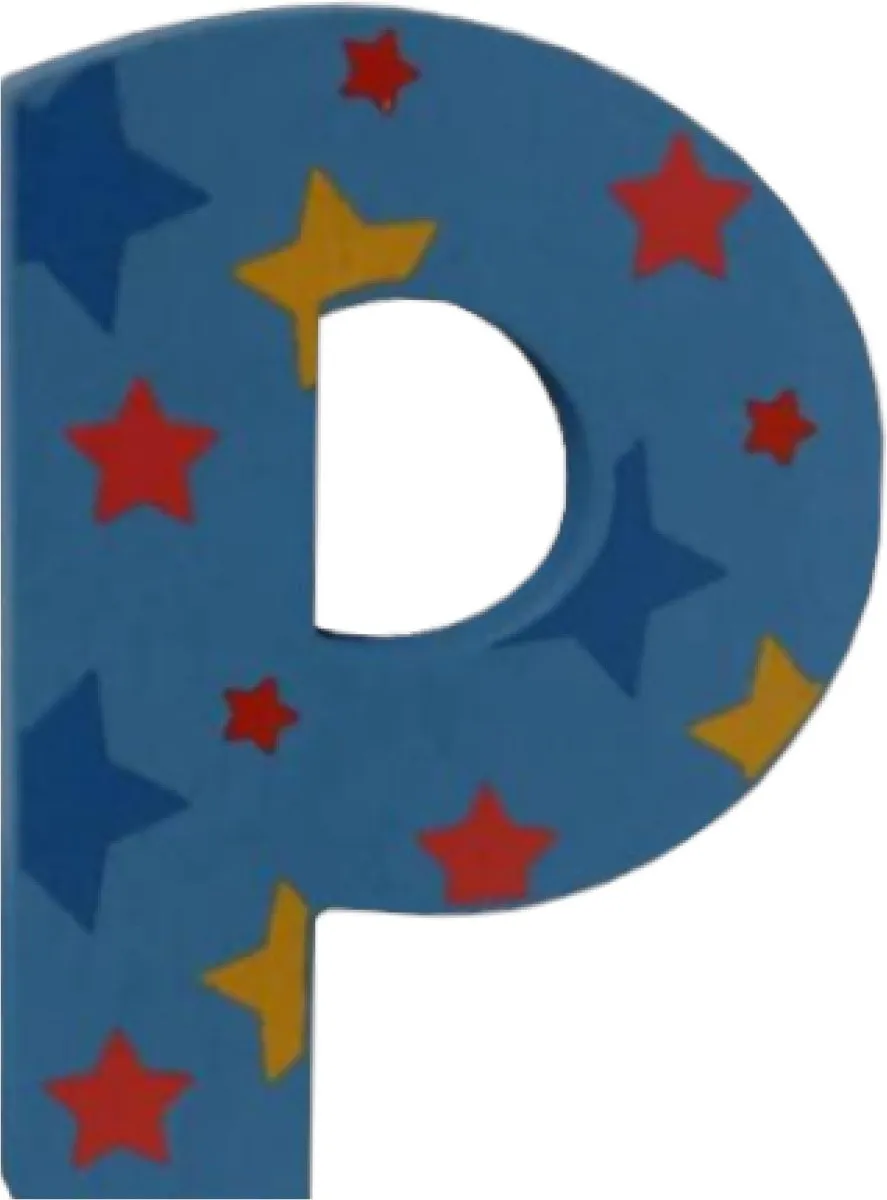Decoratieletter - P - Hout - 7cm - Blauw