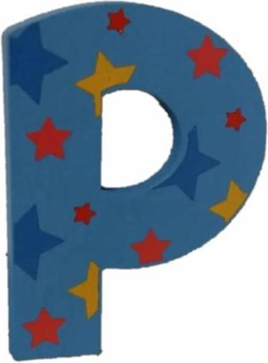 Decoratieletter - P - Hout - 7cm - Blauw