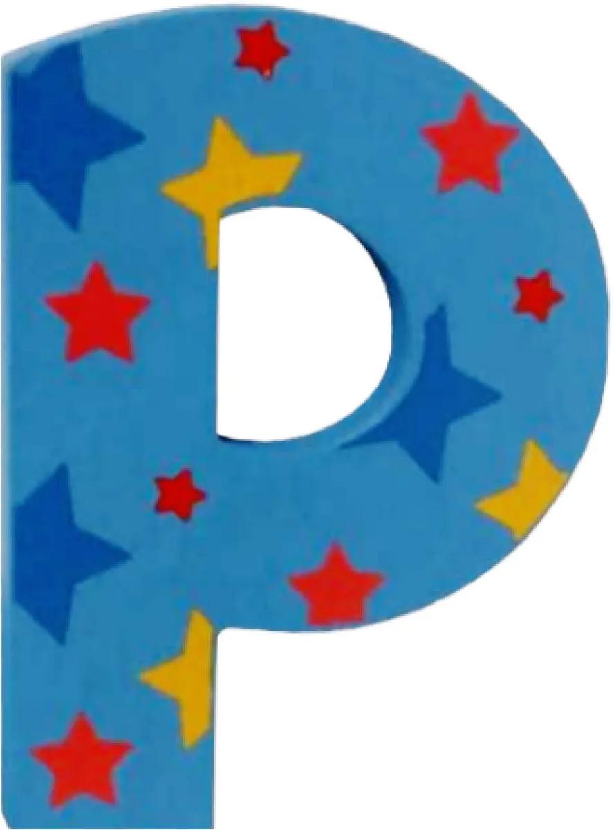 Decoratieletter - P - Hout - 7cm - Blauw
