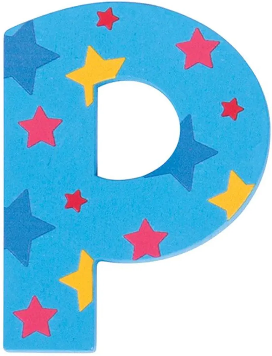 Decoratieletter - P - Hout - 7cm - Blauw