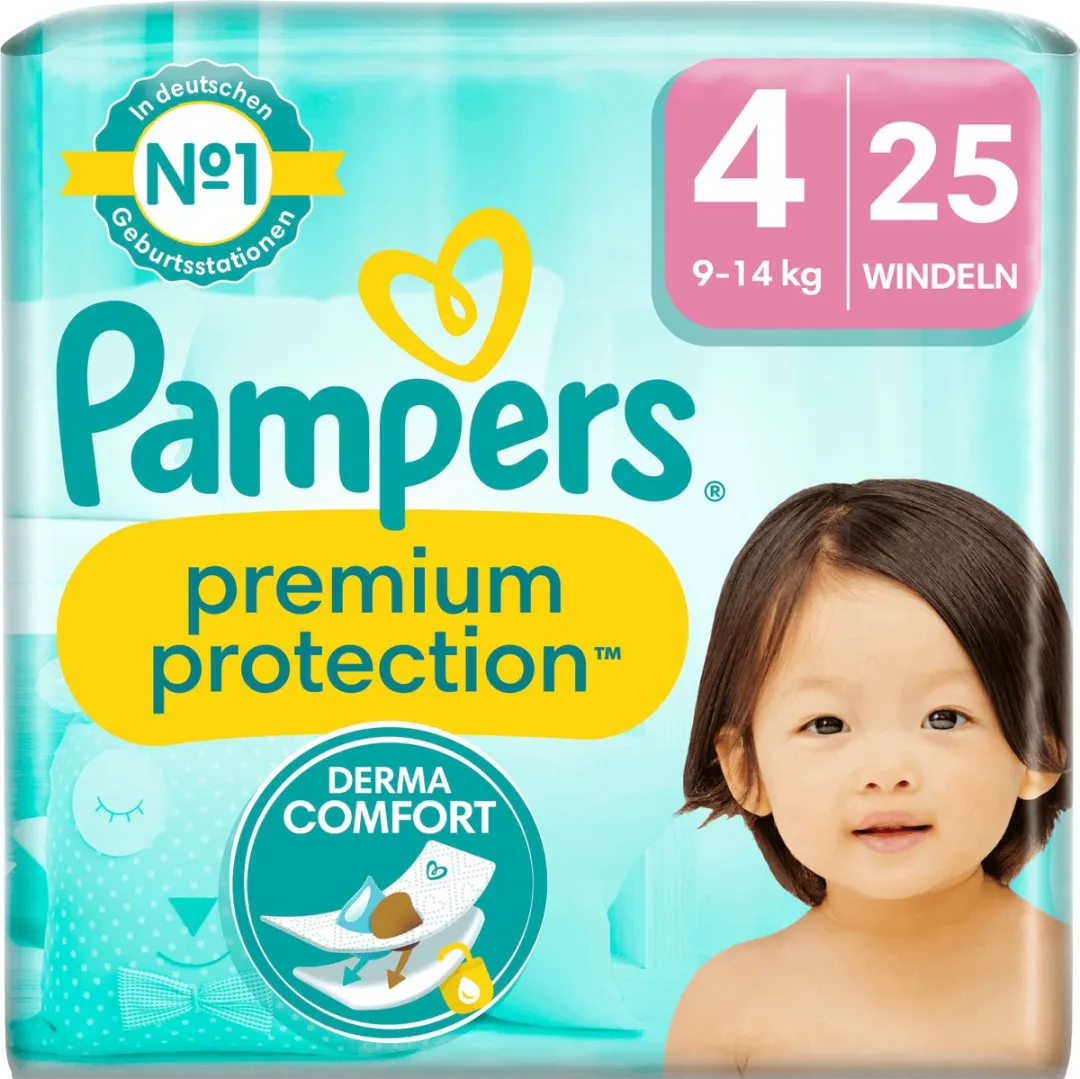 Pampers Luier Premium Protection Gr. 4 Maxi 9-14kg - 25 Stuks