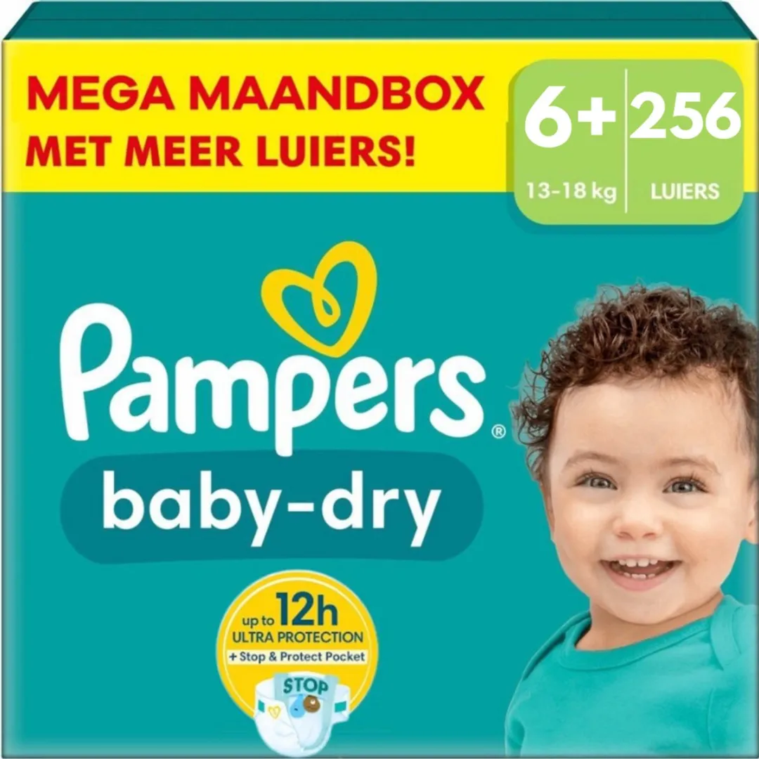 Pampers Baby-Dry Luiers Maat 6+ - 256 Stuks
