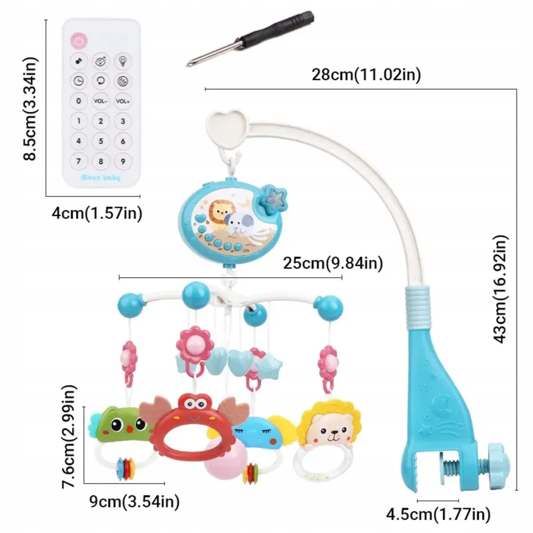 BSKToys - Wiegmobiel met Projector - Muziek & Afstandsbediening - Vanaf 0 Maanden - Blauw
