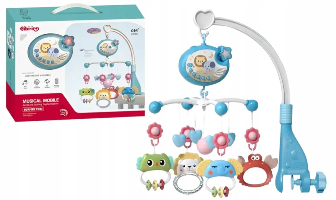 BSKToys - Wiegmobiel met Projector - Muziek & Afstandsbediening - Vanaf 0 Maanden - Blauw