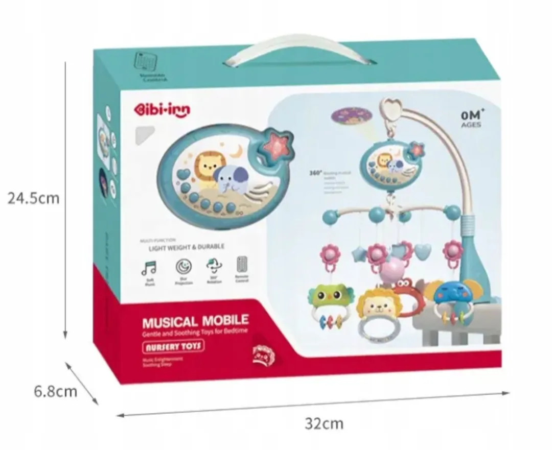 BSKToys - Wiegmobiel met Projector - Muziek & Afstandsbediening - Vanaf 0 Maanden - Blauw