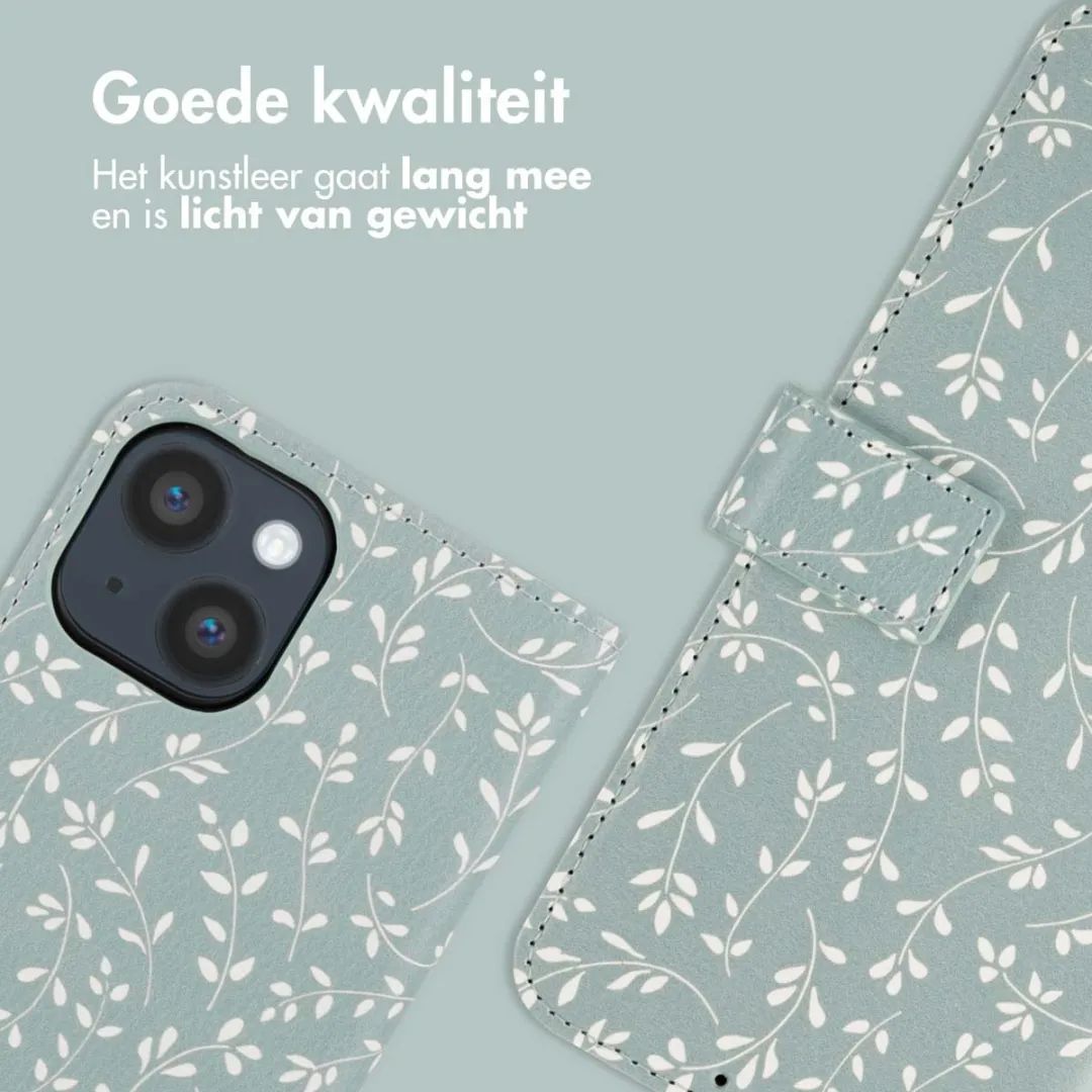 Imoshion iPhone 14 Hoesje Smoke Green Flowers - 3 Pasjes