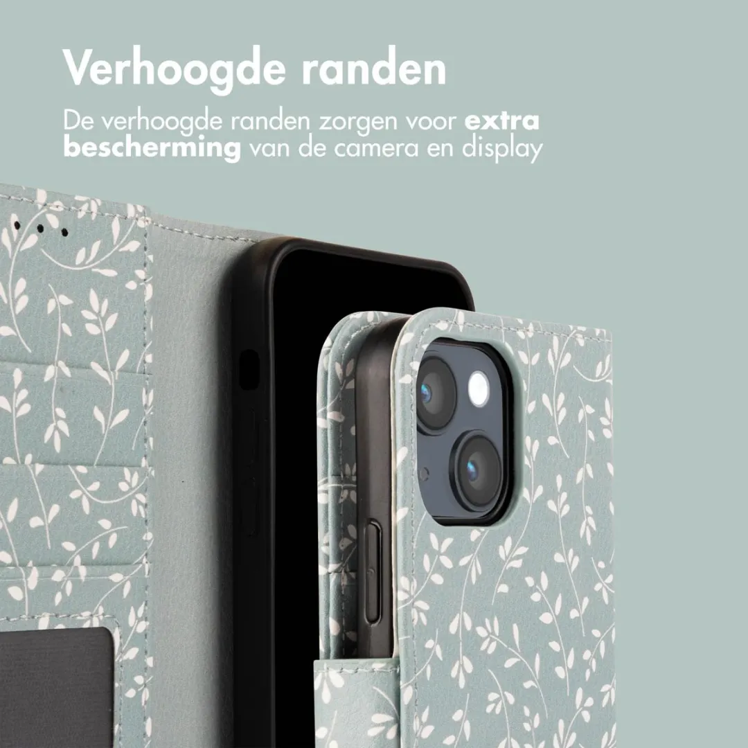 Imoshion iPhone 14 Hoesje Smoke Green Flowers - 3 Pasjes