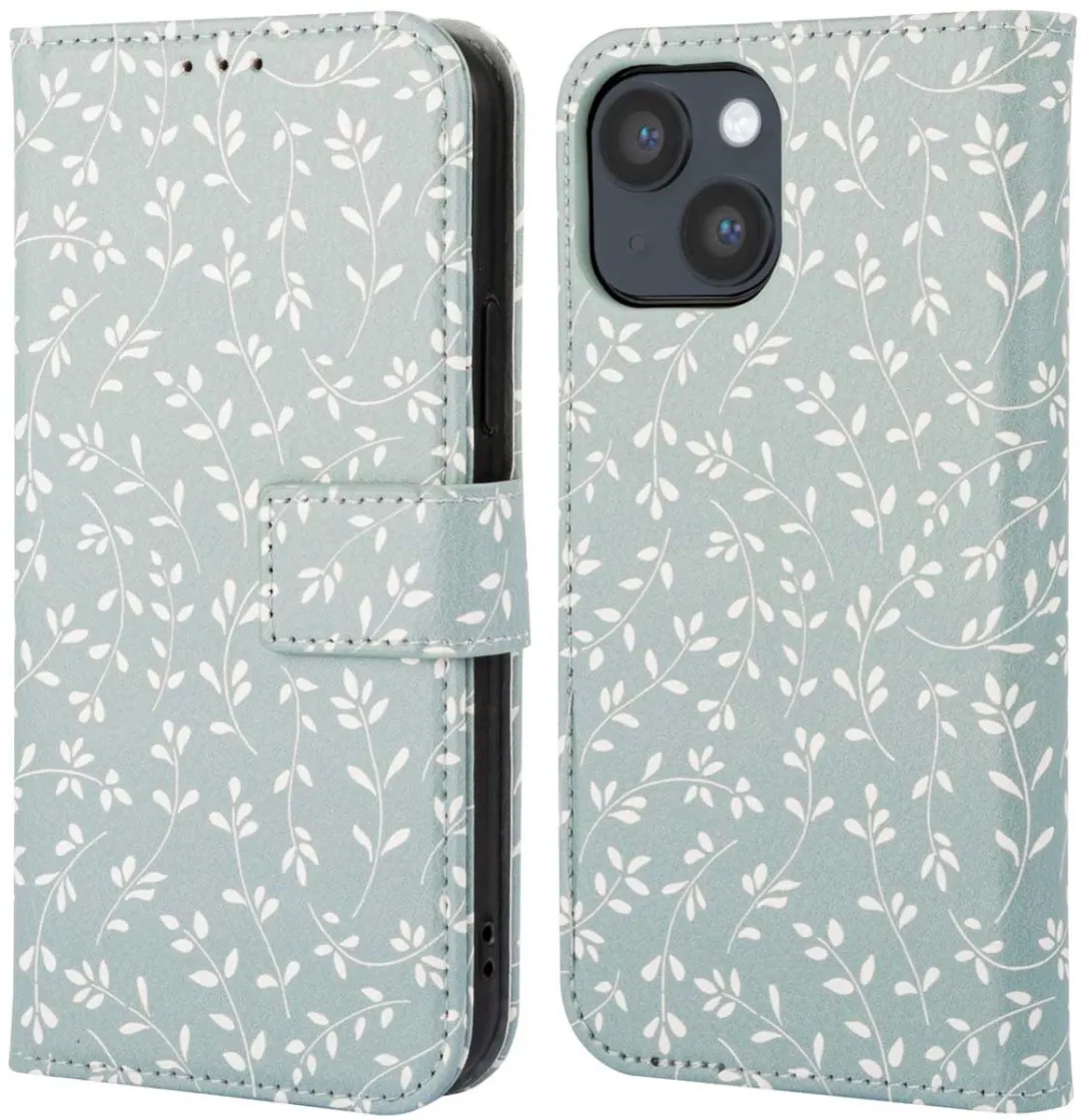 Imoshion iPhone 14 Hoesje Smoke Green Flowers
