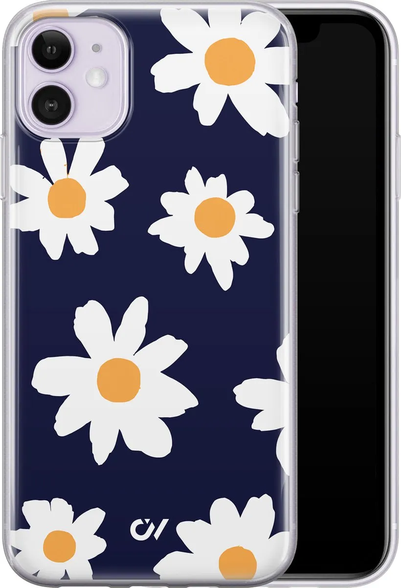 Casevibes Hoesje iPhone 11 A/11/UV/047 - Blauw Sweet Daisies