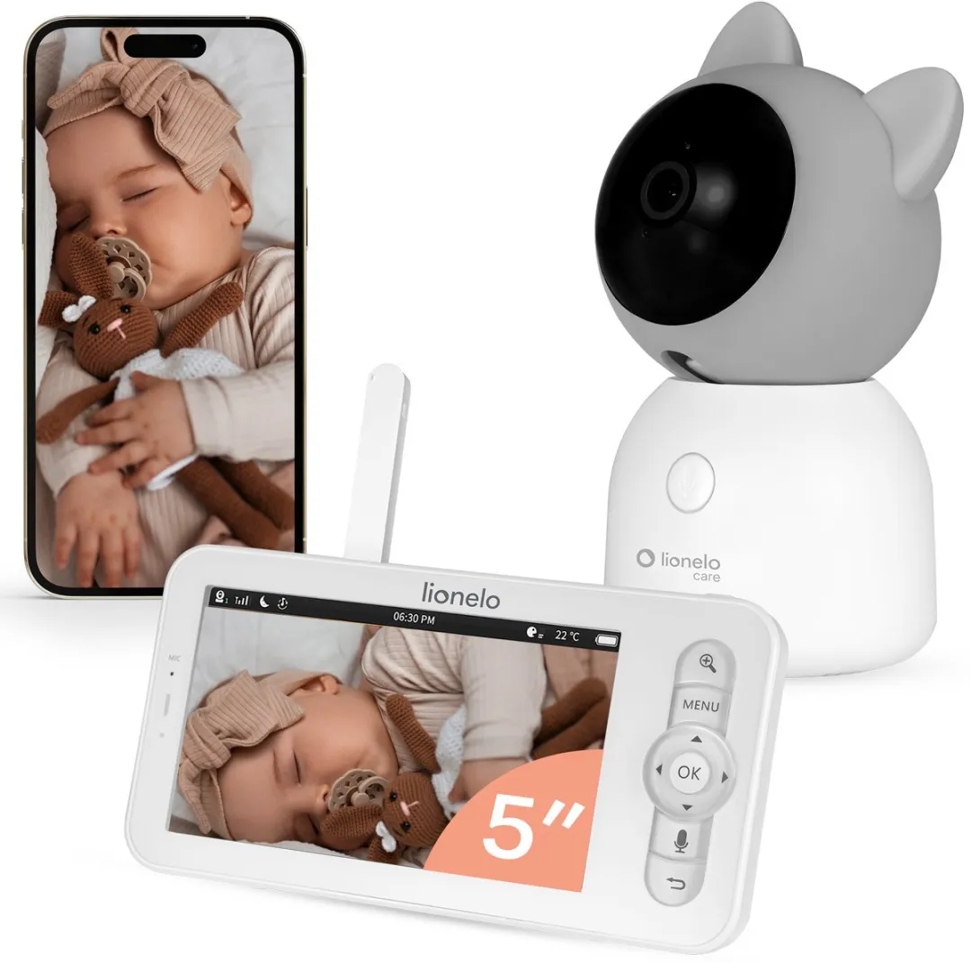 Lionelo Babyline 9.2 AI - Babyfoon met AI - Full HD camera - Nachtlampje - Huildetectie - Bewegingsdetectie - Temperatuur- en vochtigheidssensor - Tweeweg communicatie - VOX modus - App-connectiviteit - Voedingsherinnering