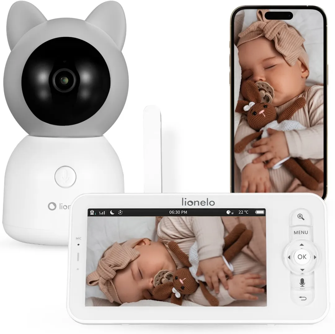 Lionelo Babyline 9.2 AI - Babyfoon met AI - Full HD camera - Nachtlampje - Huildetectie - Bewegingsdetectie - Temperatuur- en vochtigheidssensor - Tweeweg communicatie - VOX modus - App-connectiviteit - Voedingsherinnering