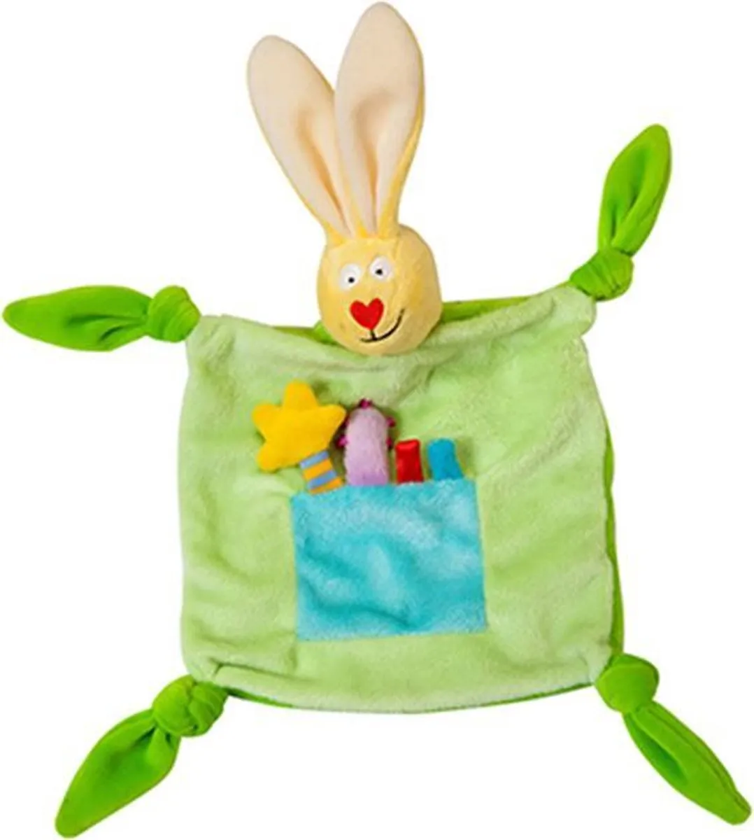 Taf Toys - Groen knuffelkonijn en gekke hond - Knuffeldoek & speeltje - kleurrijk
