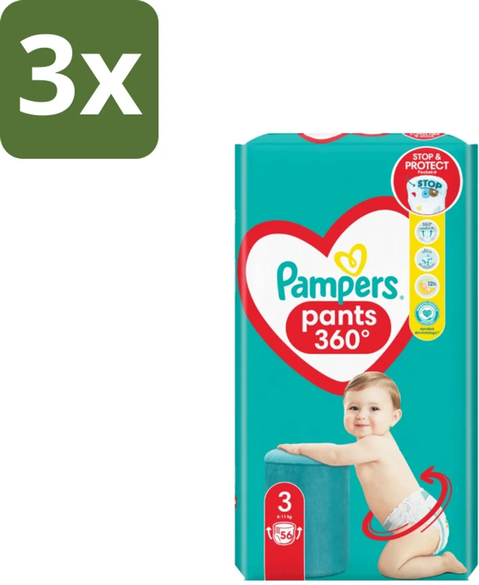 Pampers Pants Maat 3 Luierbroekjes - 168 Stuks (3x56)