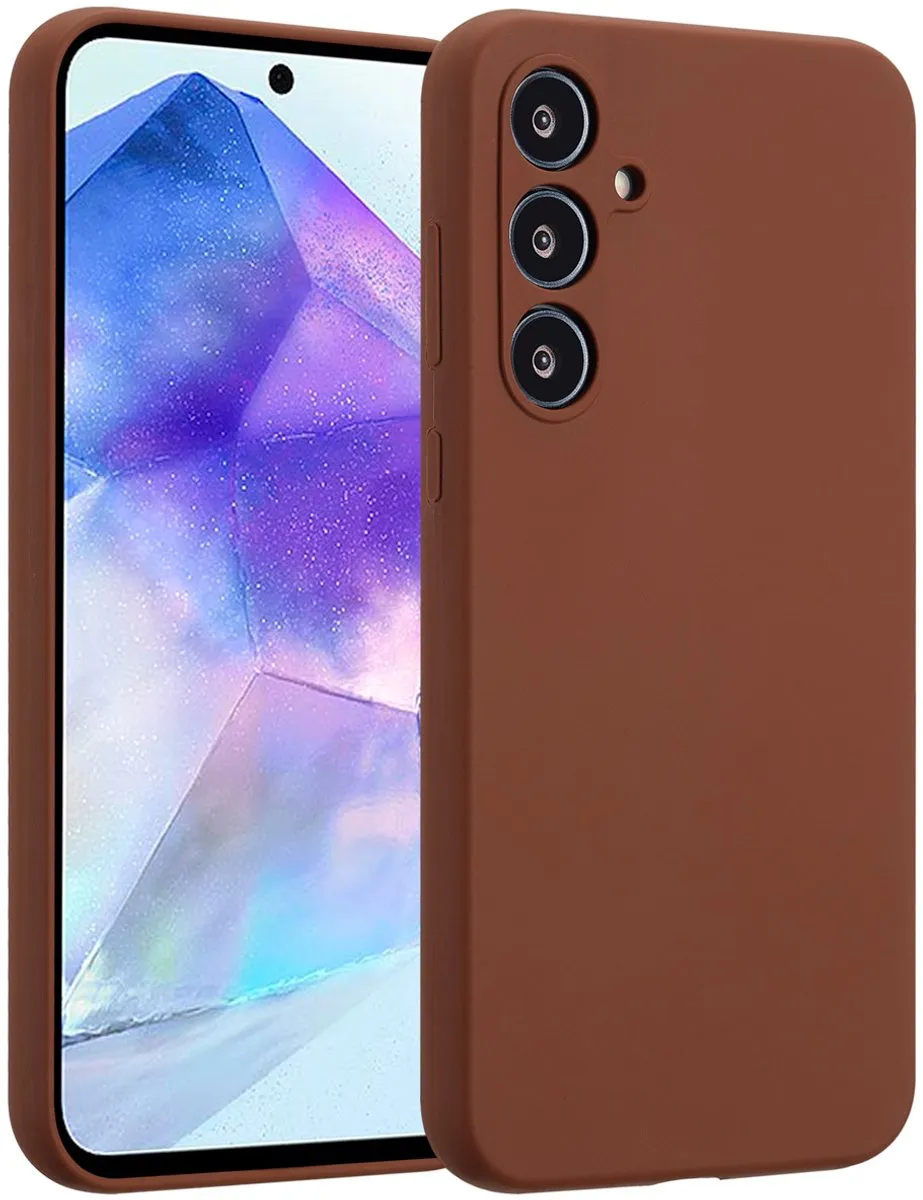 Accezz Hoesje - Geschikt voor Samsung Galaxy A55 (5G) - Liquid Silicone Backcover - New Tea Brown
