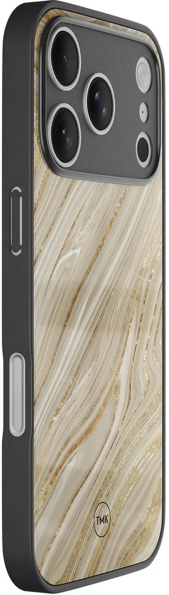 Casevibes iPhone 17 Pro Hoesje Golden Marble - Zwart