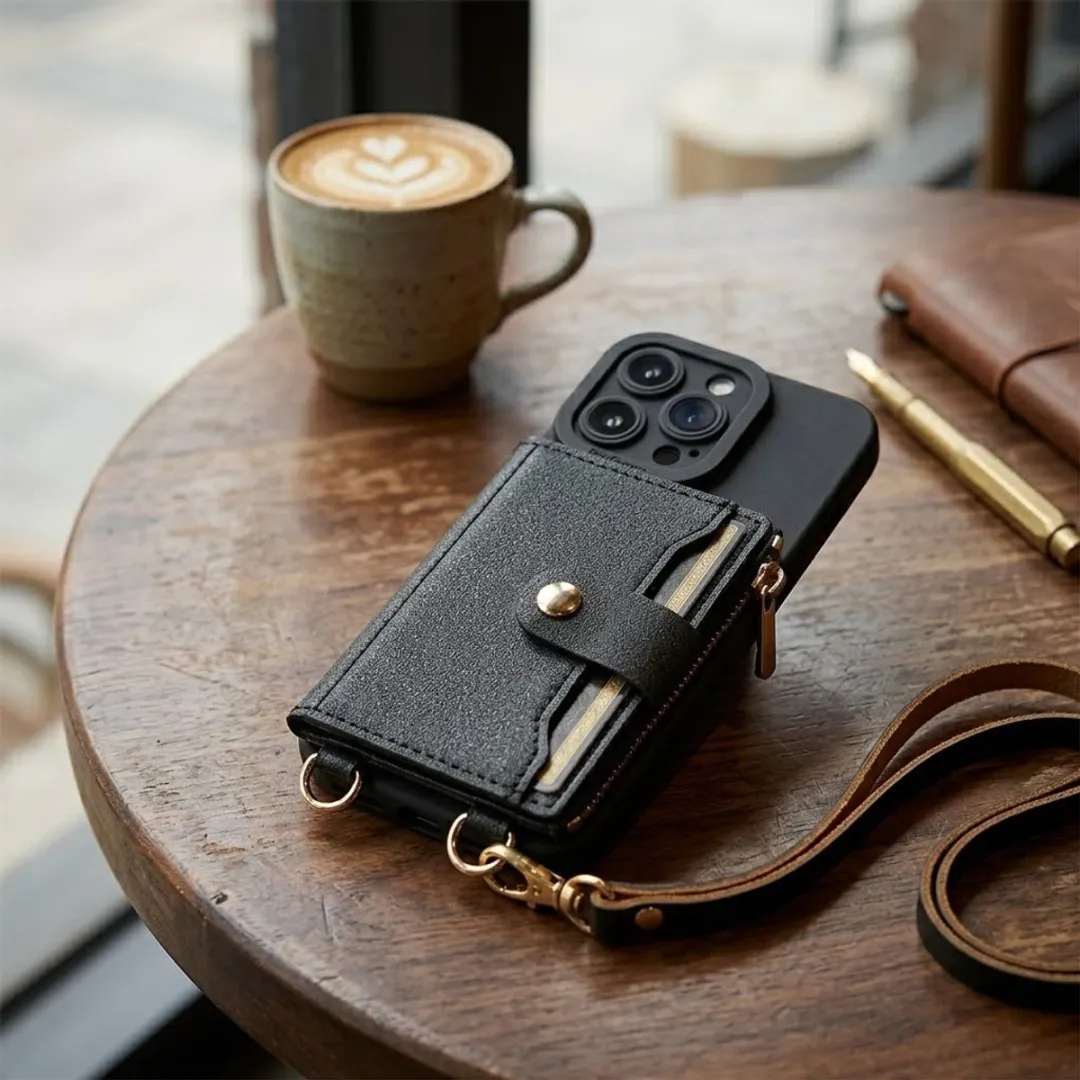 NUVEX iPhone 15 Pro Max Hoesje met Portemonnee - Zwart