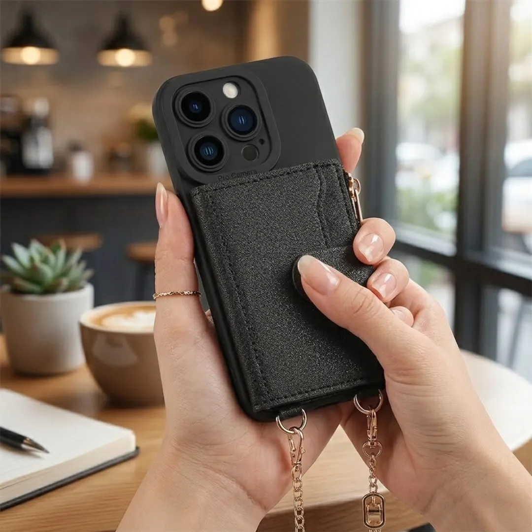 NUVEX iPhone 15 Pro Max Hoesje met Portemonnee - Zwart