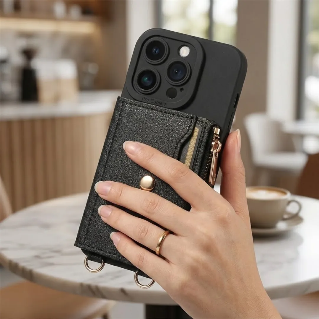 NUVEX iPhone 15 Pro Max Hoesje met Portemonnee - Zwart