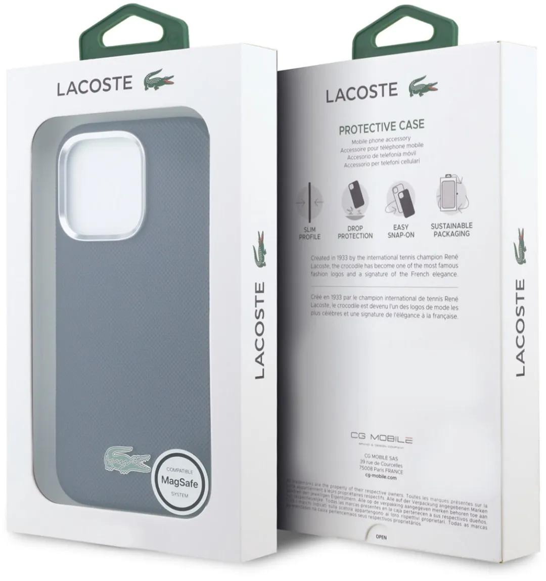 Lacoste Back Cover Case iPhone 16 Pro - Navy - MagSafe - Metaalranden