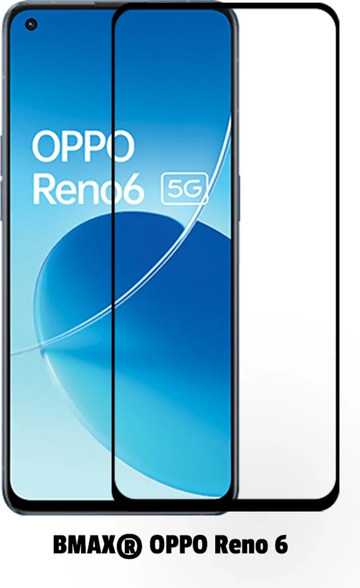 BMAX Oppo Reno 6 Full Cover Glasbeschermer - 2 Stuks - Zwart
