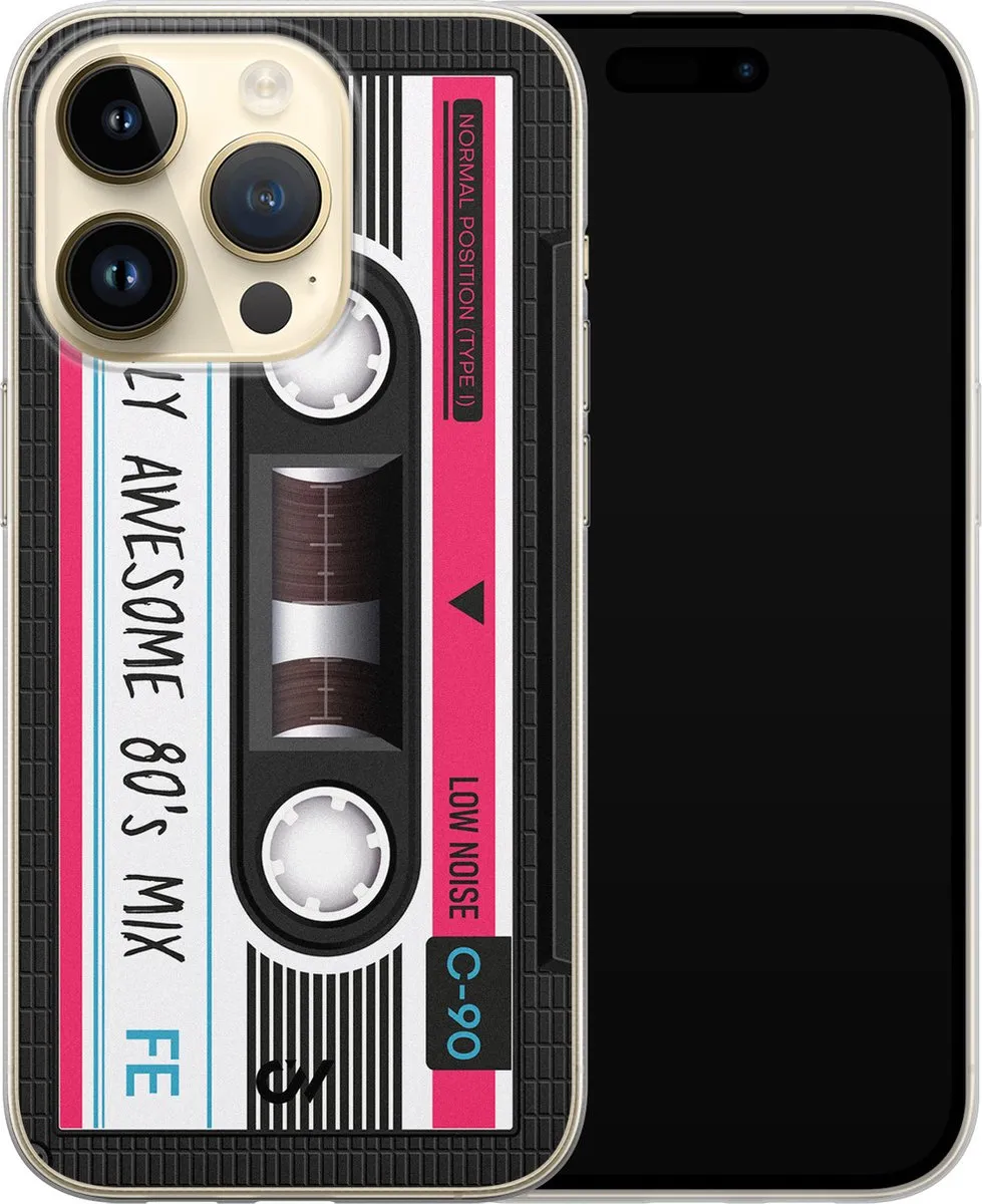 Casevibes Hoesje iPhone 14 Pro Cassette Zwart A/14P/UV/052
