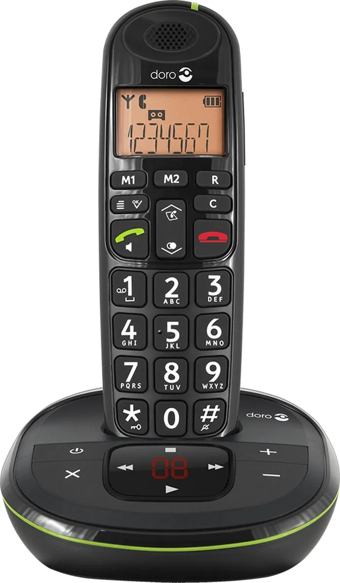 Doro PhoneEasy 105wr Senior DECT Telefoon - Antwoordapparaat - 2 Handsets - Zwart