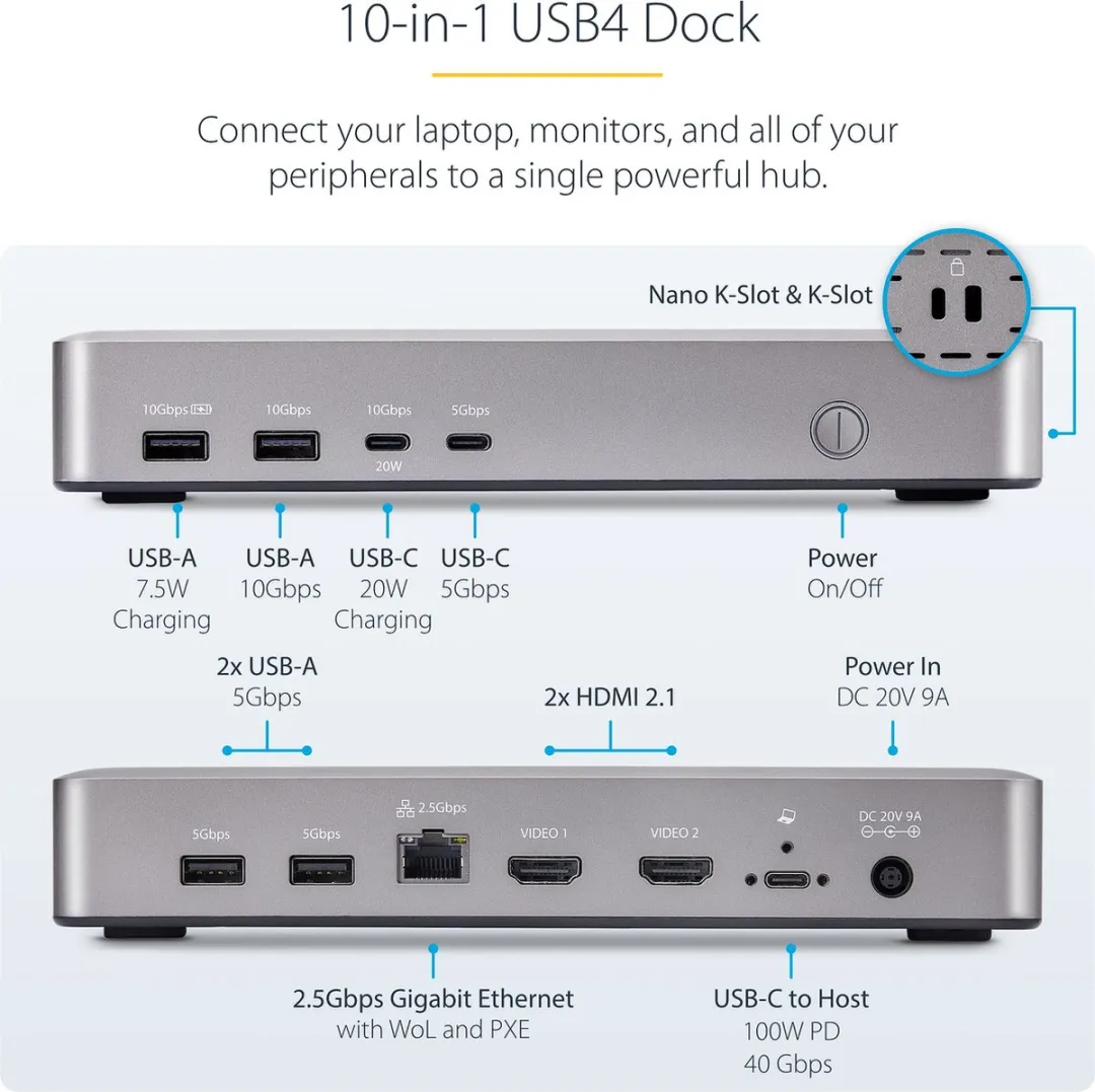 Startech 155UE-USB4-DOCK USB4 Docking Station - Zilver