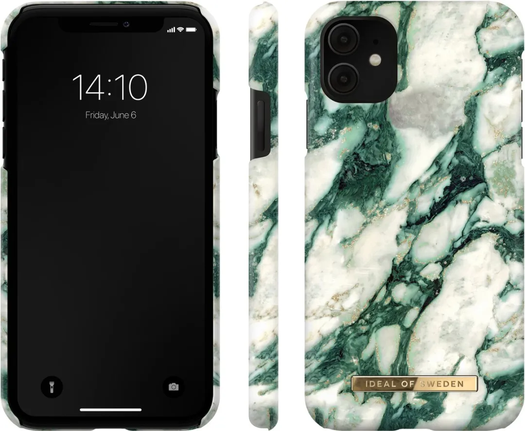 iDeal of Sweden iPhone 11/XR Fashion Case Calacatta Emerald Marble - afbeelding 2 van 4
