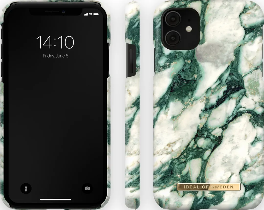 iDeal of Sweden iPhone 11/XR Fashion Case Calacatta Emerald Marble - afbeelding 3 van 4