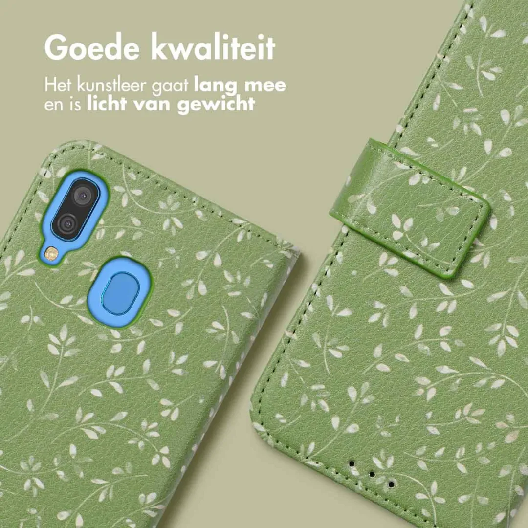 Imoshion Samsung Galaxy A40 Hoesje Green Flowers - 3 Pasjes