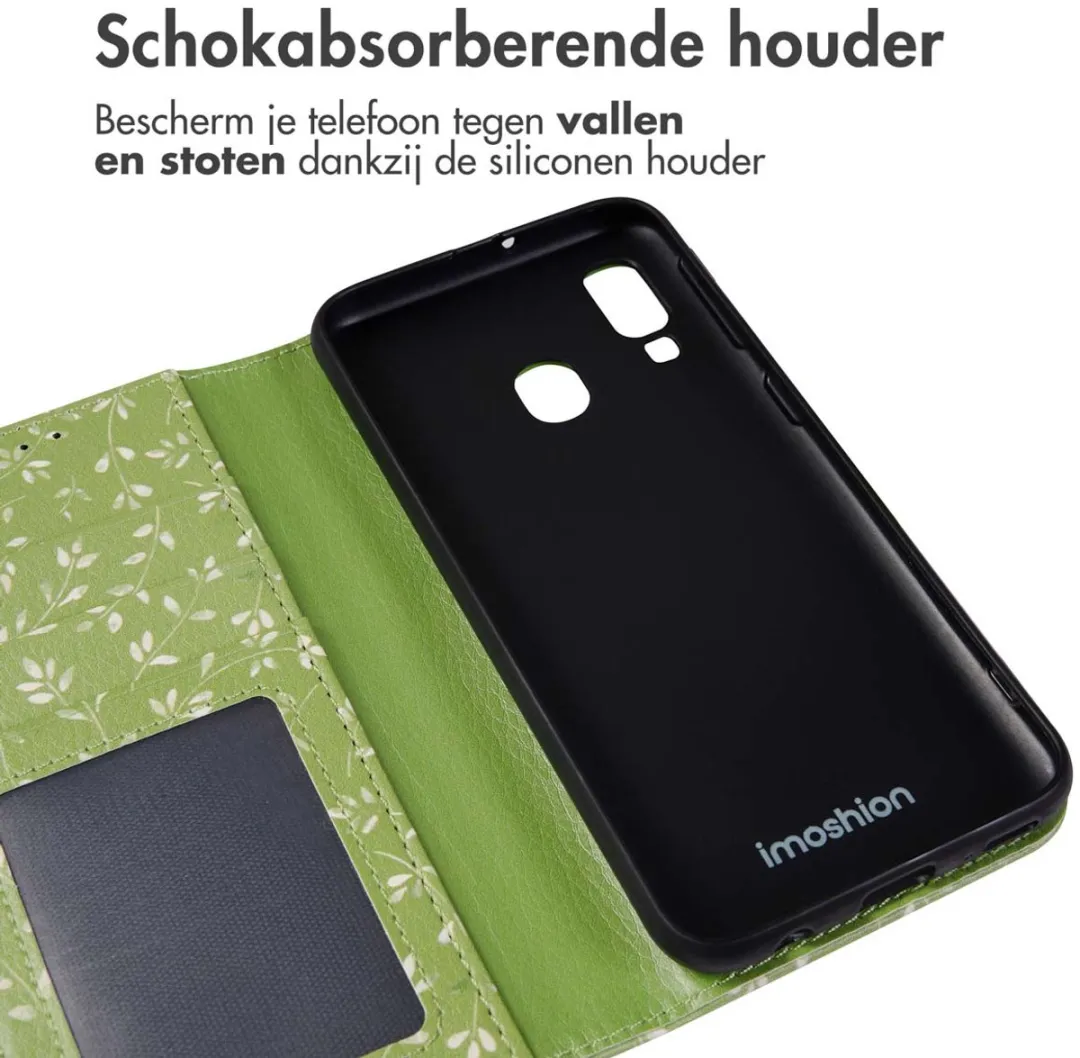 Imoshion Samsung Galaxy A40 Hoesje Green Flowers - 3 Pasjes - afbeelding 6 van 6