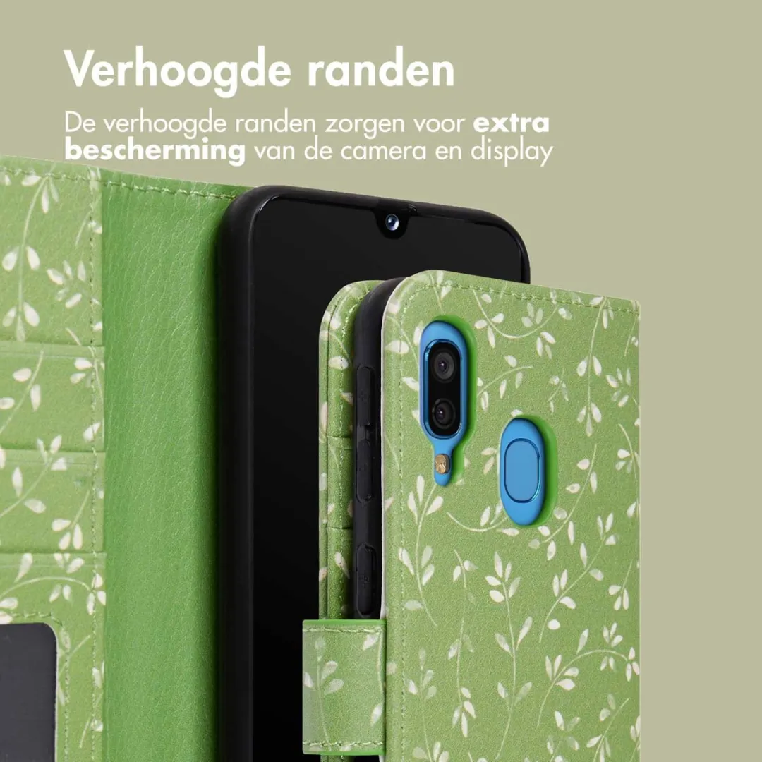 Imoshion Samsung Galaxy A40 Hoesje Green Flowers - 3 Pasjes