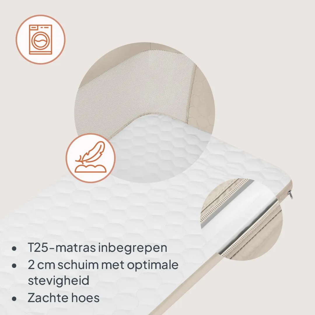 Lionelo Jodie 3-in-1 Wieg Beige - 6 Hoogtestanden - afbeelding 6 van 6