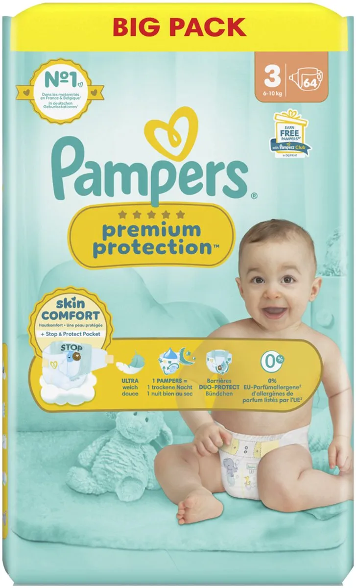 Pampers Premium Protection Maat 3 Luiers - 192 Stuks