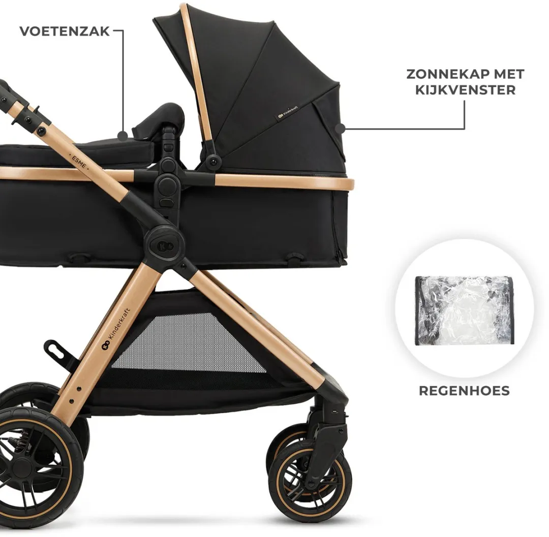 KinderKraft ESME PRO 3-in-1 Kinderwagen - Beige/Zwart