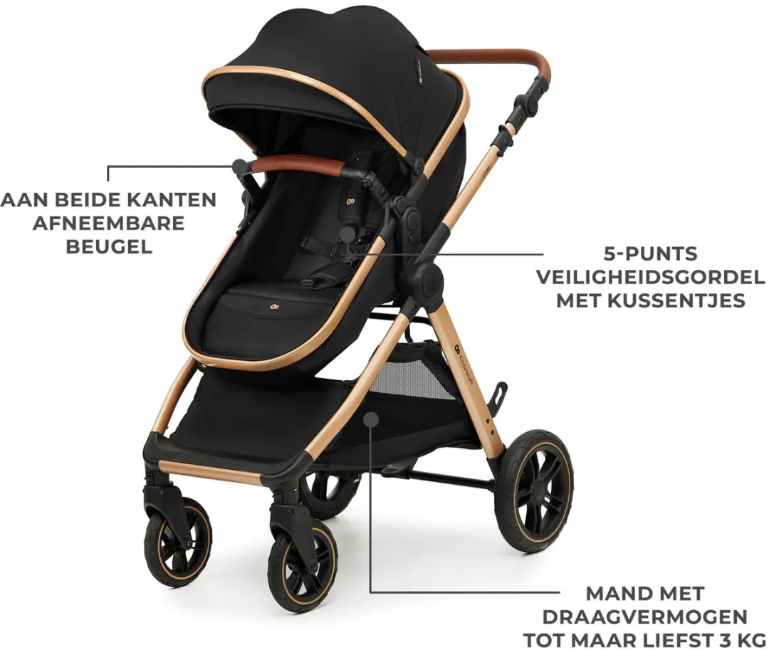KinderKraft ESME PRO 3-in-1 Kinderwagen - Beige/Zwart