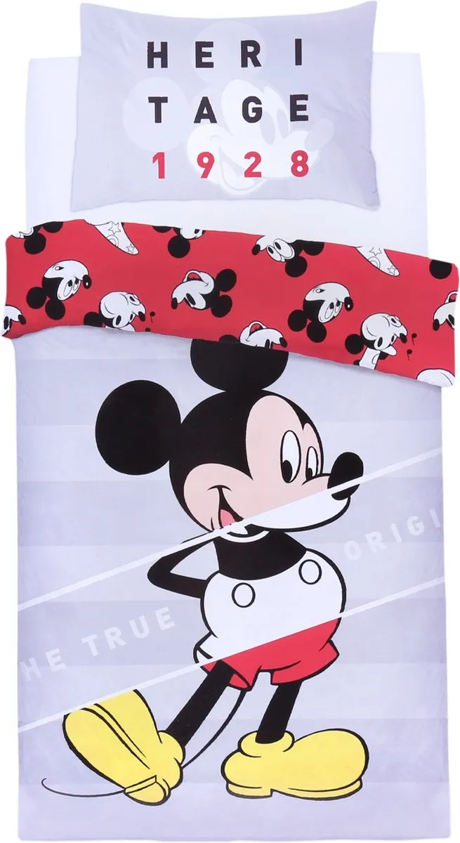 Disney Mickey Mouse Beddengoed Junior 135x200cm - Grijs/Rood