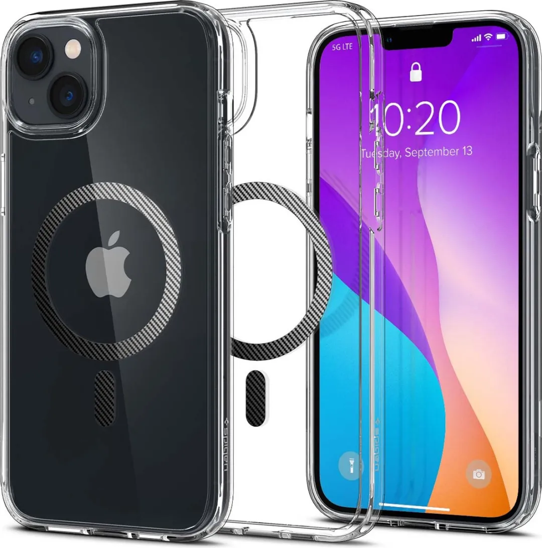 Spigen Ultra Hybrid MagSafe Hoesje ACS04904 - iPhone 14 Plus - Carbon Fiber - Zwart