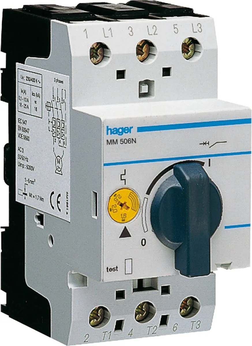 Hager Polo MM506N Motorbeveiligingsschakelaar 3P 0,55kW