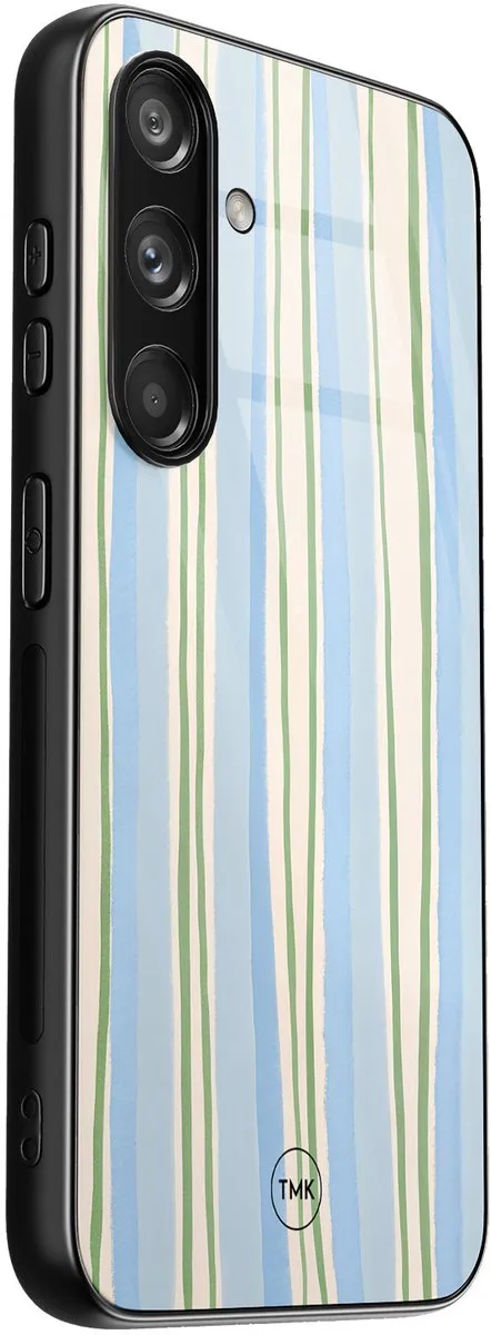 Casevibes Samsung Galaxy S24 Hoesje - Pastelblauwe Strepen - Blauw - afbeelding 2 van 3