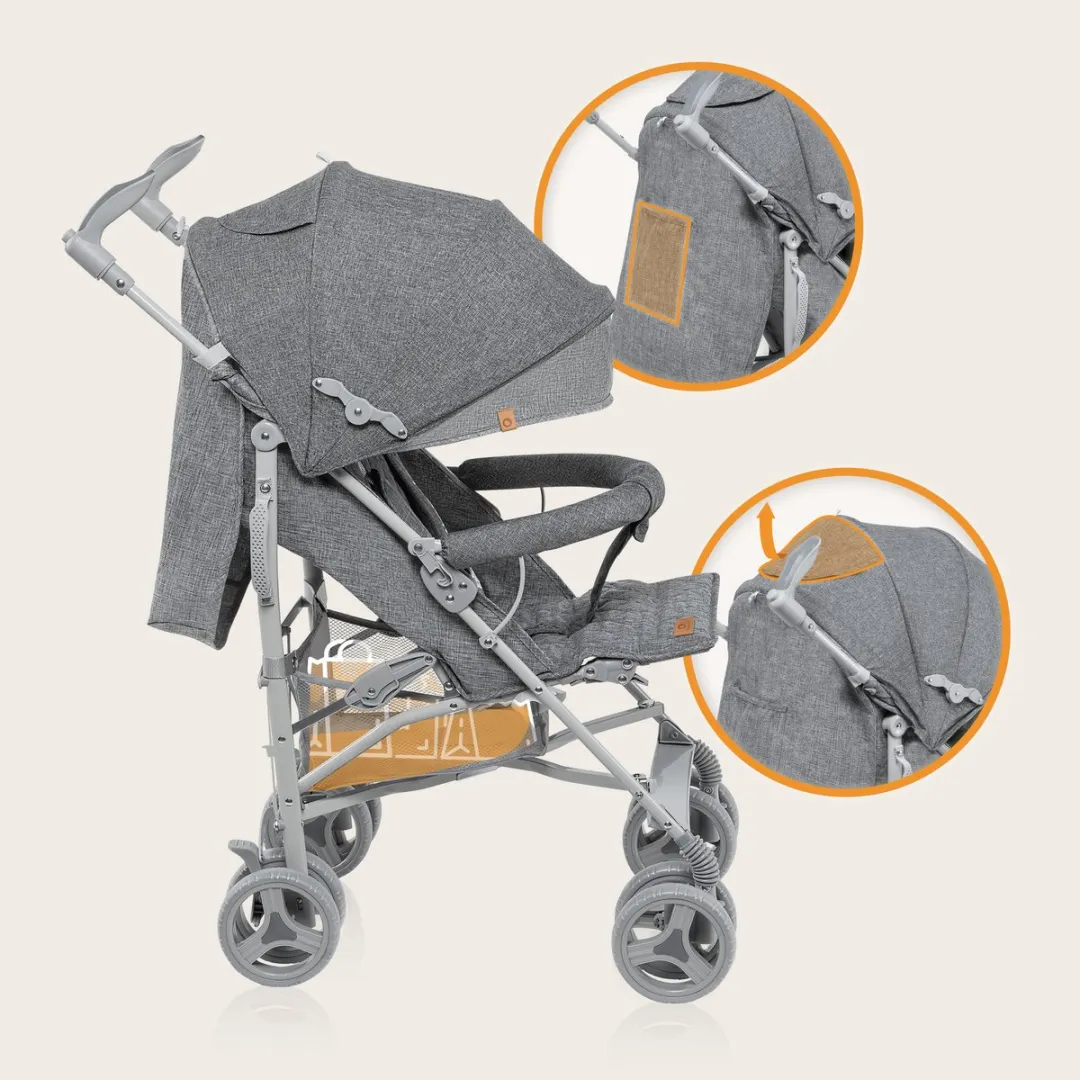 Lionelo Irma Buggy - 7kg - 360° Wielen - Grijs